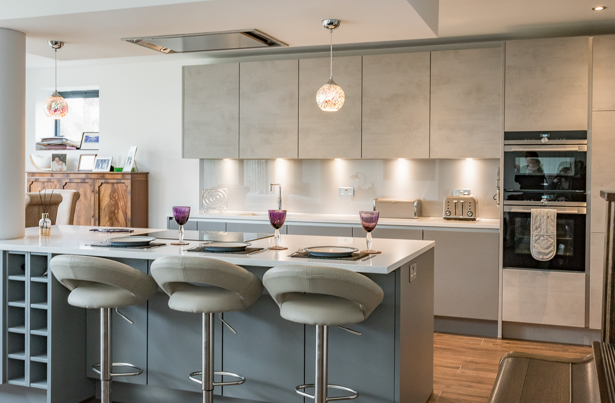 Nobilia Handle-less Concrete Kitchen Twickenham