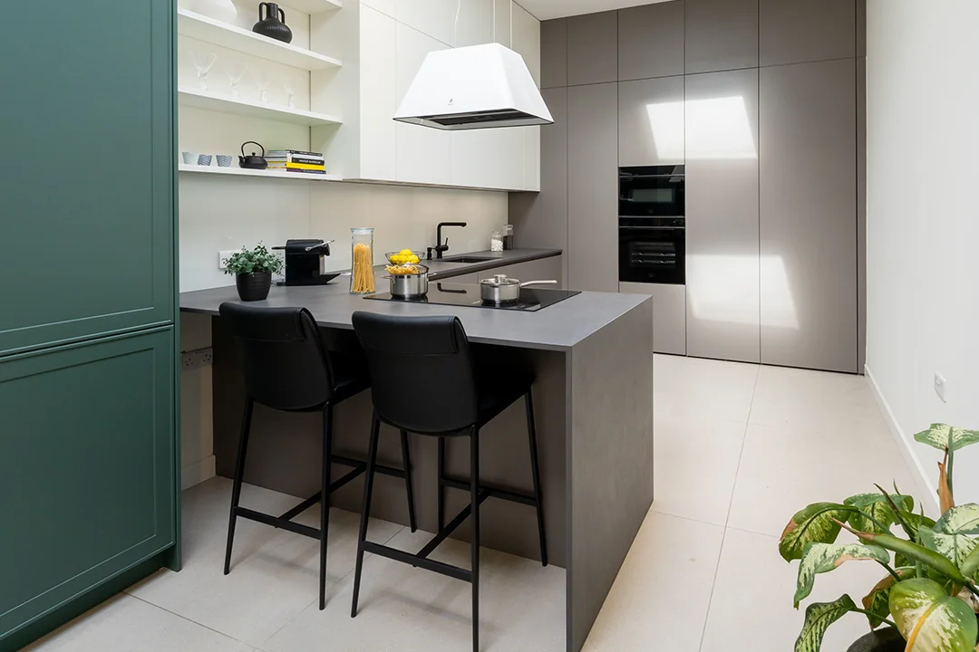 A Richmond Kitchens display kitchen in the Kingston showroom with Miele appliances fitted